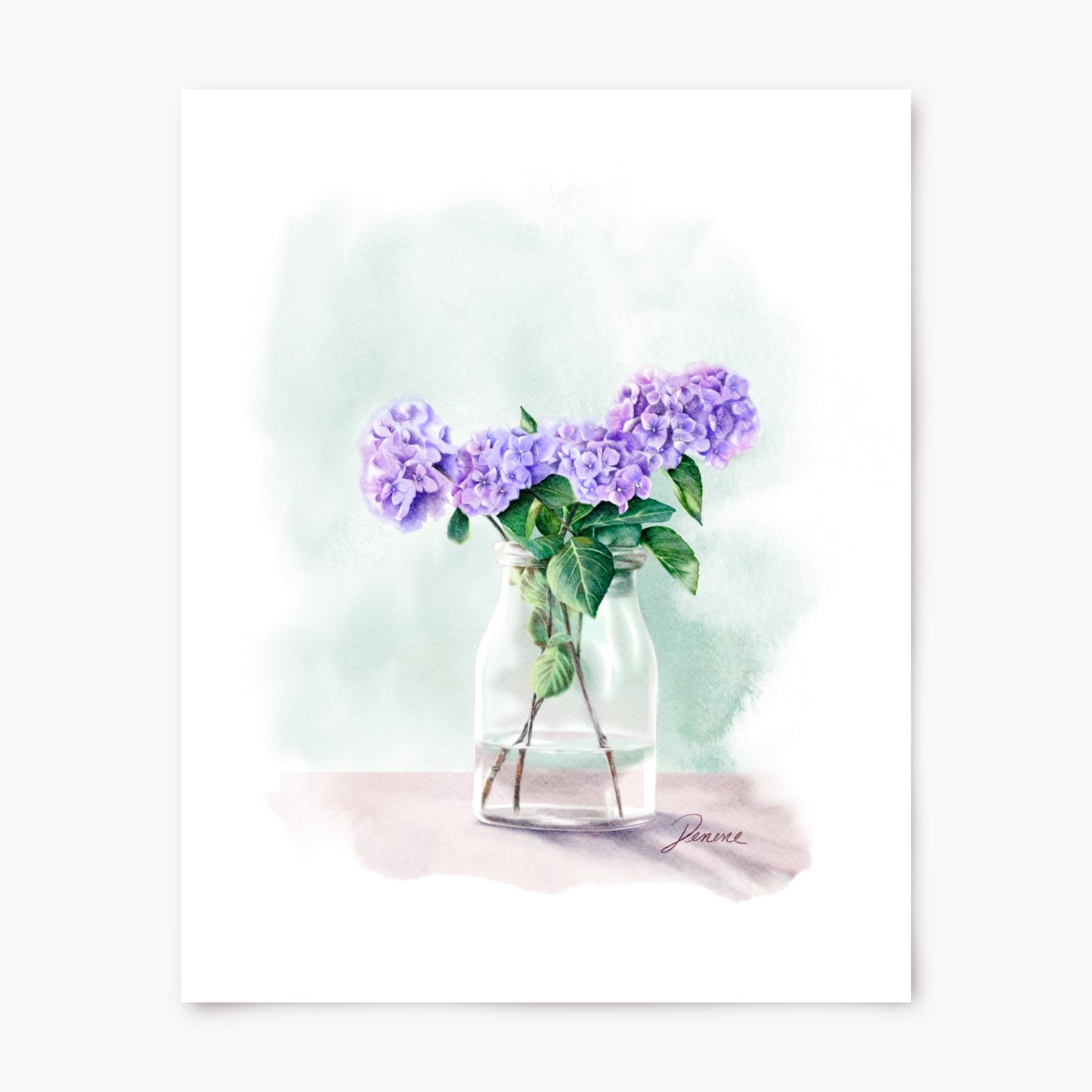 Hydrangeas in glass jar