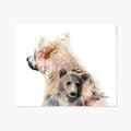 Art print of two bears, a mama and cub, on a white background