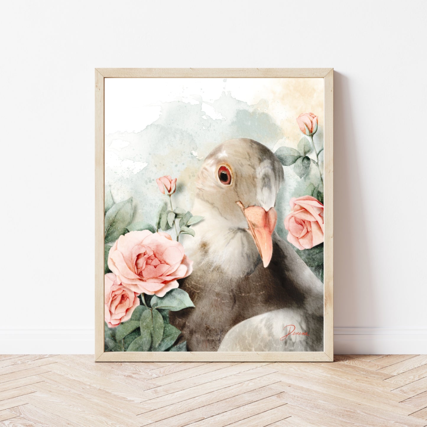 Pigeon in Roses