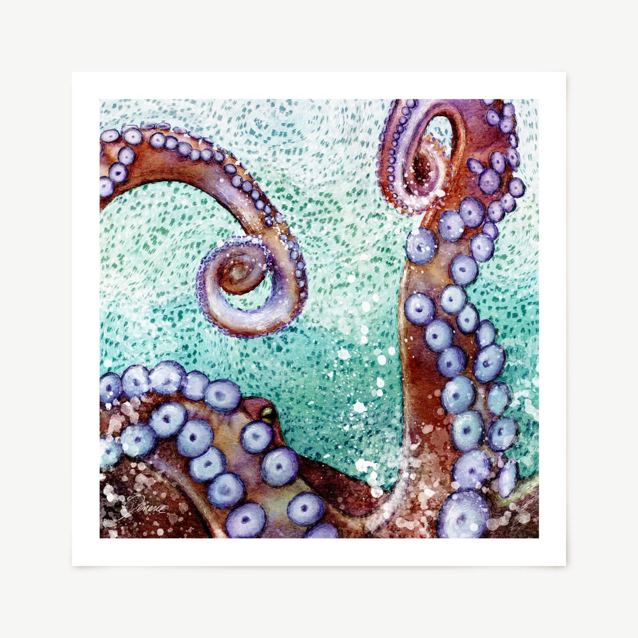Octopus  with a mosaic watercolor effect.