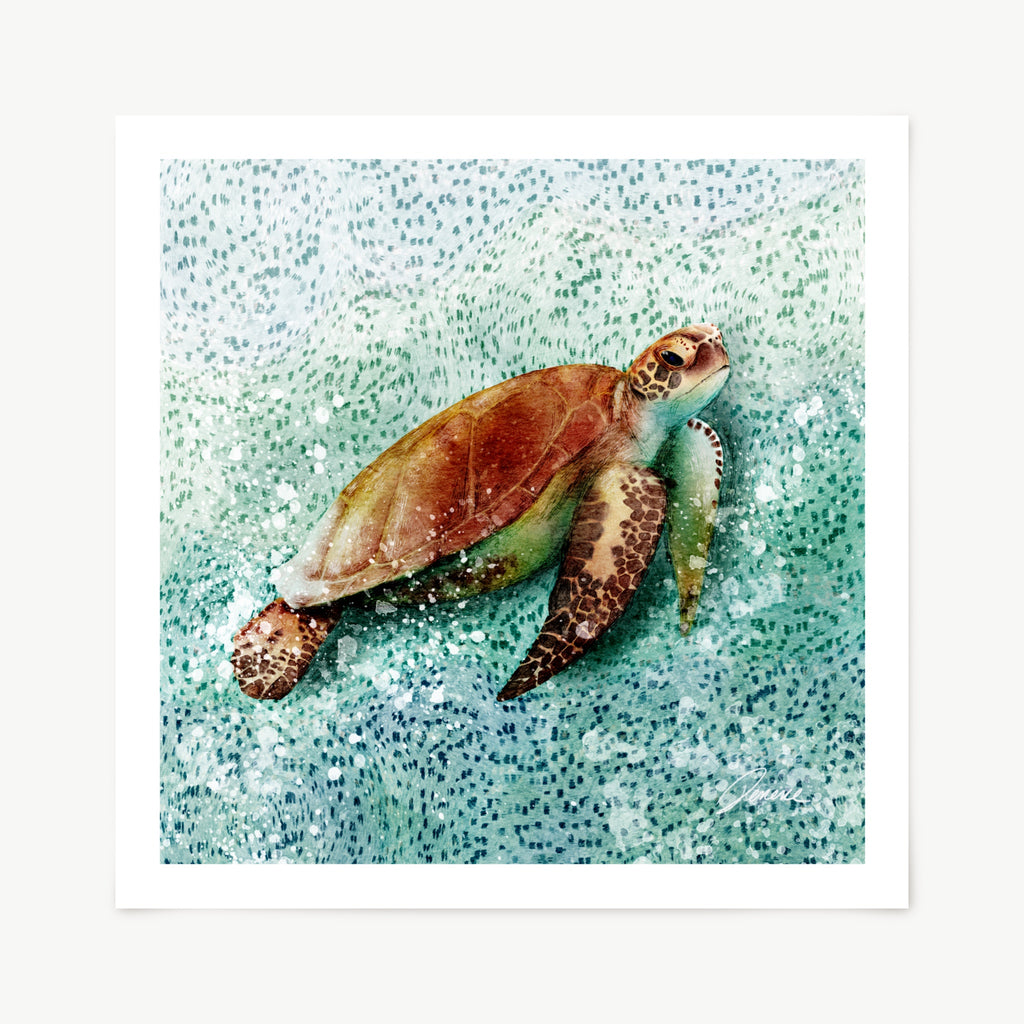 Sea turtle  with a mosaic watercolor effect.