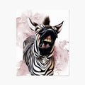 Art print of a zebra with a watercolor background