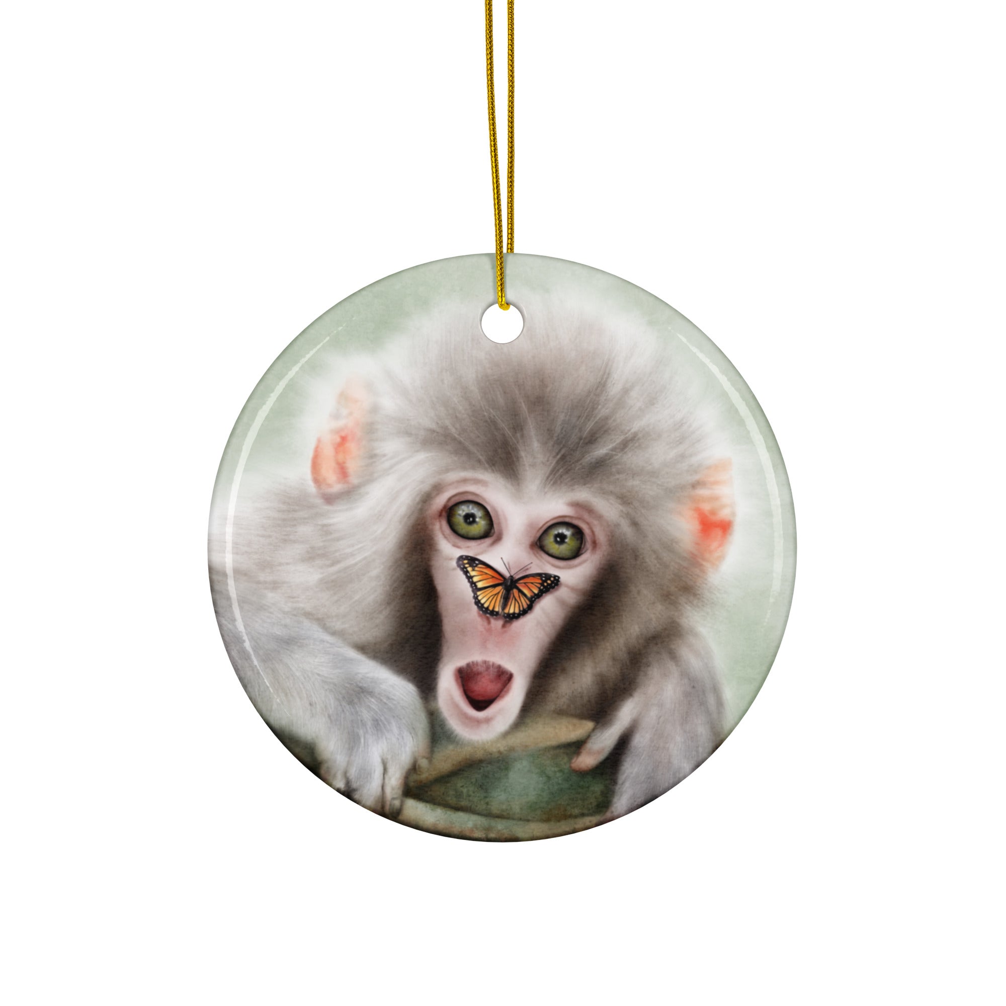 Monkey with Butterfly Ornament