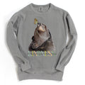 Gray sweatshirt with bear and butterfly graphic and 'kindness. be kind. give grace. show mercy' text.