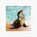 Art print of a sea lion in waves