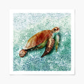 art print of sea turtle in water