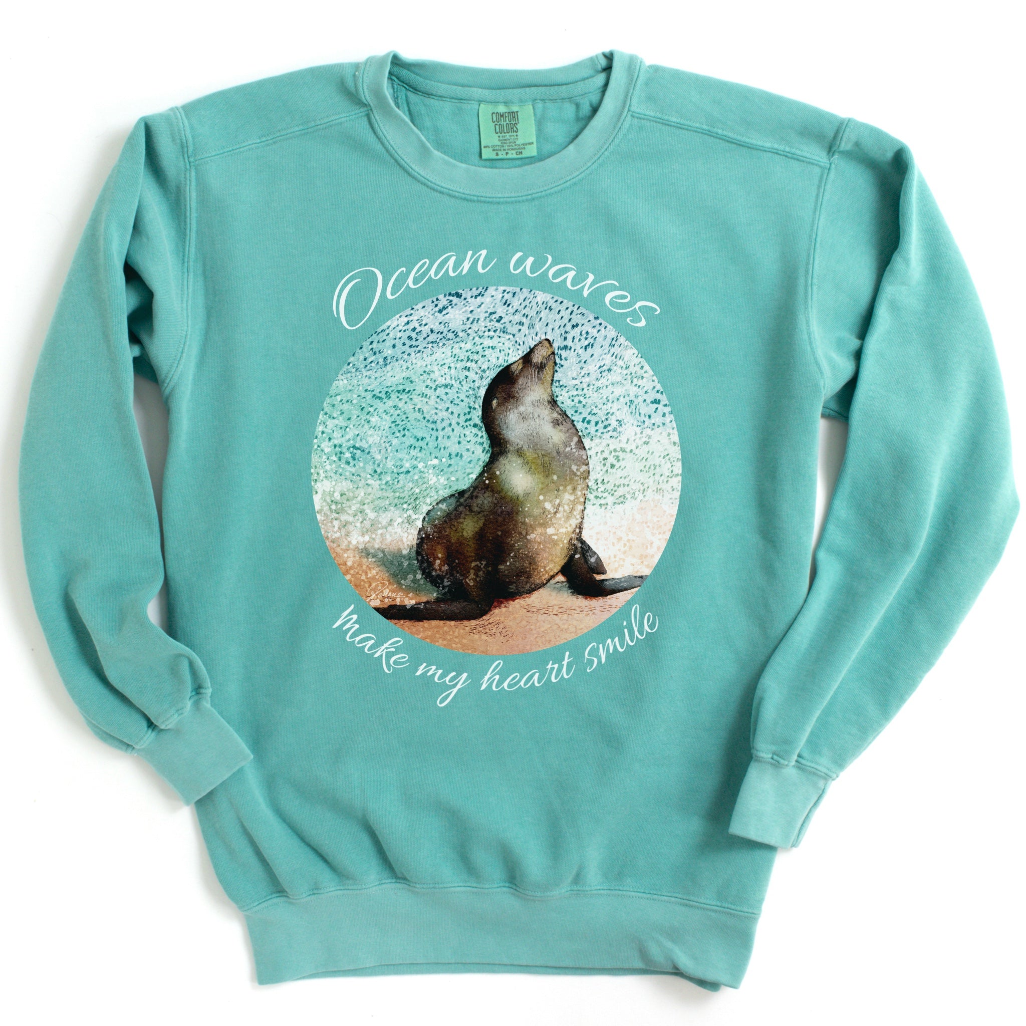 Ocean waves make my heart smile sweatshirt