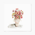 art print of a face planter with zinnia flowers